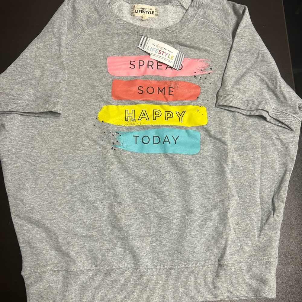 The Happy Planner Lifestyle Spread Some Happy Today Gray Shirt Women’s Size S